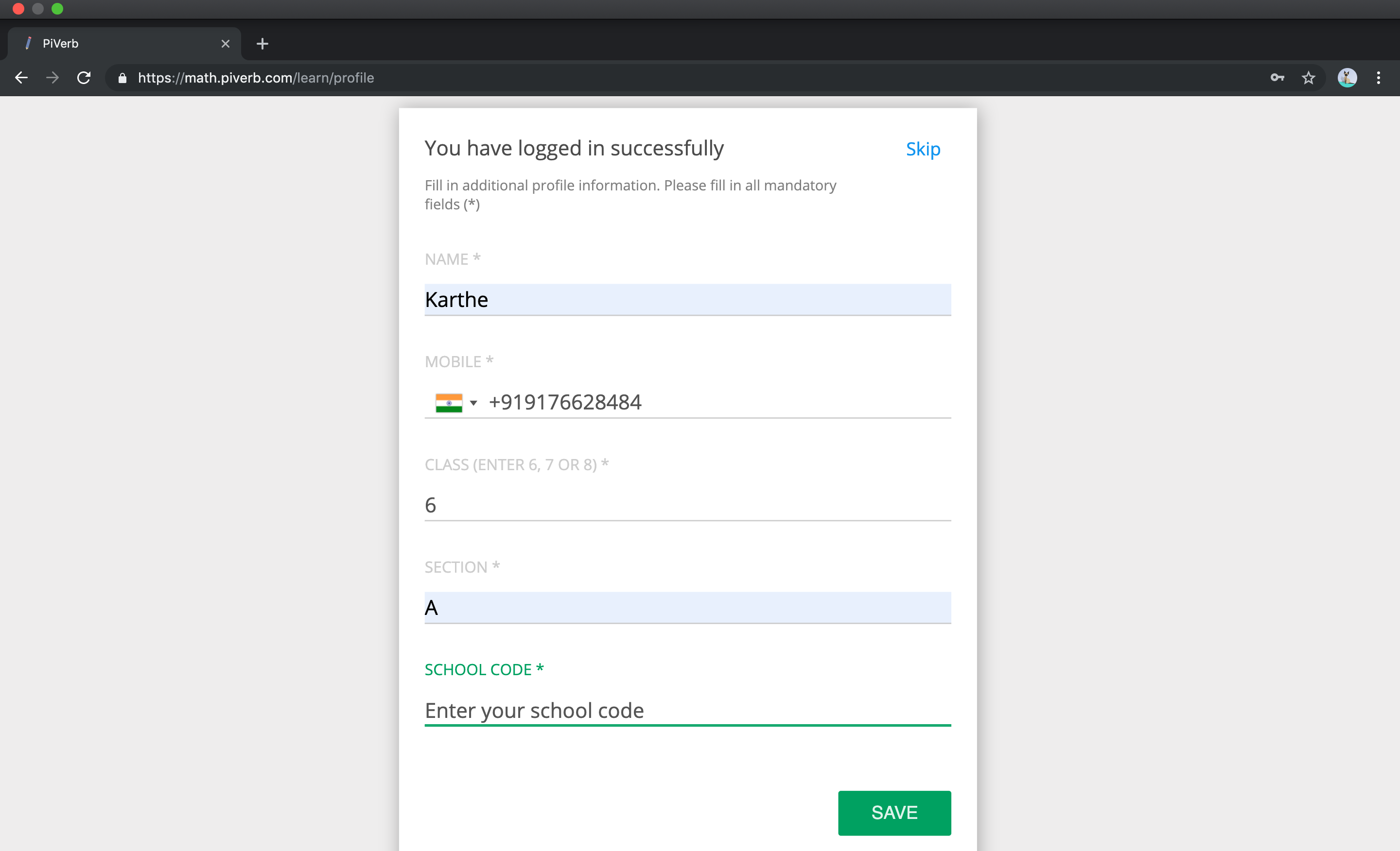 Piverb Signup: Step 4